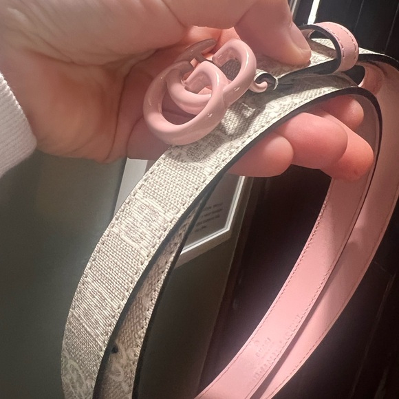 Gucci NWT pink thin supreme GG tan belt - Picture 2 of 4